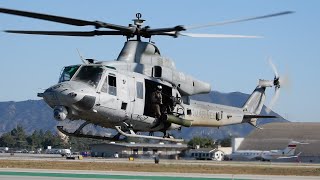 UH1Y Venom  Super Huey StartUp amp Takeoff US Marine Corps Helicopter BUR [upl. by Carnahan]