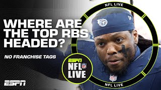 Where will the NFLs TOP RUNNING BACK FREE AGENTS end up this offseason 👀  NFL Live [upl. by Enaelem41]