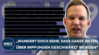 CORONAPROTOKOLLE Schwärzungen quotFrage mich warum Öffentlichkeit das nicht sehen sollquot – Streeck [upl. by Janean87]