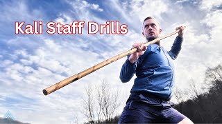 Kali Staff Fighting Drills  Filipino Stick Fighting Techniques [upl. by Ardied]