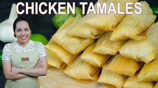 How to make GREEN CHILE CHICKEN TAMALES Recipe  AUTHENTIC MEXICAN TAMALES  Villa Cocina [upl. by Sitra]