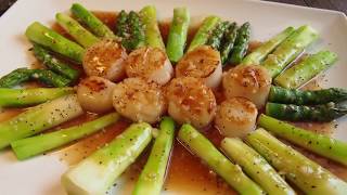 How to Cook the Perfect Scallops w Asparagus in 10 mins • Chinese Seafood amp Vegetable Recipe [upl. by Eeima478]