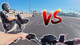 THE RACE INSANE 150cc GY6 SCOOTER VS Kawasaki Z125 Pro  Grom [upl. by Anilosi]