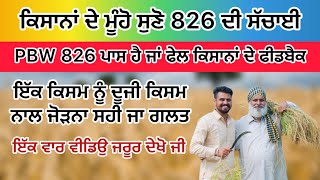 ਕਿਸਾਨਂ ਦੇ ਮੂੰਹੋ ਸੁਣੋਂ PBW 826 ਦੀ ਸੱਚਾਈ ਪਾਸ ਹੈ ਜਾਂ ਫੇਲ  pbw 826 pbw 826 ਕਣਕ pbw 826 ਦਾ ਝਾੜ [upl. by Bathsheeb]