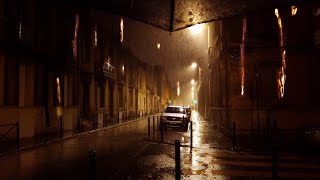 Walking in Heavy Rain Walk at Night in Bordeaux 4K France  Nov 2019  ASMR for sleeping 폭우 거센빗소리 [upl. by Sabas]