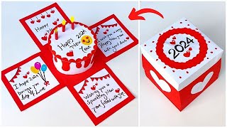 DIY New year Special greeting card 2024  Happy New year card making  New Year gift Box idea [upl. by Yetnom]