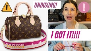 LOUIS VUITTON SPEEDY 20 UNBOXING😱 monogram pink strap rare 2022 LV [upl. by Alasteir]