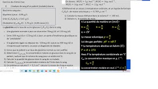 exercice de chimie 1bac sx sm quantité de matière et concentration molaire et concentration massique [upl. by Noneek]