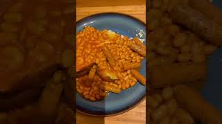 Jacket potato cathedral city cheese and Heinz beans and sausages [upl. by Ainesell]