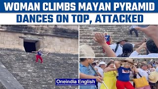 Viral video Angry crowd attacks woman for climbing Mayan pyramid  Oneindia News International [upl. by Bren]