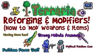 Reforge Guide for Terraria How to mod weapons amp items  best modifiers PCIOSAndroidXboxPS4 [upl. by Llecrad516]