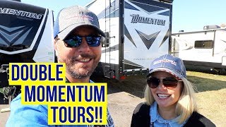 Grand Design Momentum 376TH and Momentum 350G  Toy Hauler RV Tours  Full Time RV [upl. by Converse623]