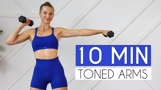 10 MIN TONED ARMS WORKOUT At Home Minimal Equipment [upl. by Schoenburg]