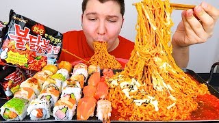 SUSHI amp NOODLES • Mukbang amp Recipe [upl. by Nilats]