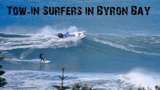 Tallows Beach towin surfers rip in Byron Bay [upl. by Ninaj]