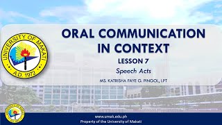 Lesson 7 Speech Acts  Oral Communication in Context [upl. by Swetlana]