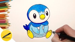 How to Draw Piplup Step by Step Pokemon Go ✔ [upl. by Cantlon]