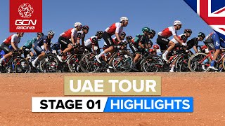 First World Tour Sprint Of The Year  UAE Tour 2022 Stage 1 Highlights [upl. by Anai]