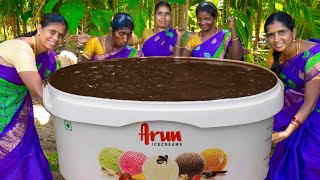 BIG CHOCOLATE ICE CREAM RECIPE  Homemade ice cream making  Village Style [upl. by Euqinmod]