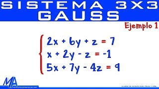 Solución de un sistema de 3x3 método de Gauss  Ejemplo 1 [upl. by Nuahsel327]