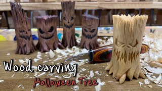 우드카빙할러윈 유령나무Carve a Holloween Tree [upl. by Haldan]