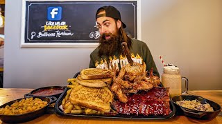 BULLHORNS UNDEFEATED BBQ PLATTER CHALLENGE  BeardMeatsFood [upl. by Biel]