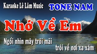 Nhớ Về Em  Karaoke Tone Nam  Cha Cha Cha Lê Lâm Music [upl. by Oremar]