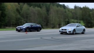 4k BMW M6 Gran Coupe vs Nissan GTR 550 HP both stock in Ultra HD [upl. by Lyrak45]