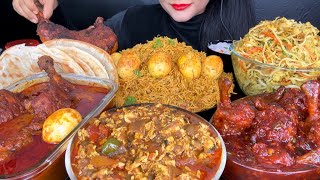 ASMR SPICY CHICKEN CURRYEGG PULAOPARATHACHICKEN NOODLESCHICKEN LOLLIPOPEGG KEEMA [upl. by Irahs]