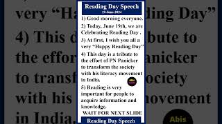 Reading day speech  Reading day speech in English  Reading day speech in English 10 lines [upl. by Lail]