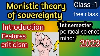 monistic theory of sovereignty  free class 1political science minor [upl. by Nnyladnarb]