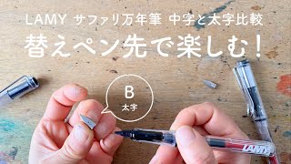 LAMY サファリ万年筆の替えペン先！太字【ペン先比較レビュー】 [upl. by Iatnahs]