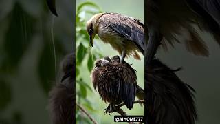 Mother bird protects their babies from heavy rainstorm birds wildlife nature mother love [upl. by Morgana281]