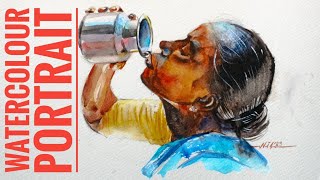 Watercolor Portrait Study of a old lady using Brustro Watercolor on Brustro Watercolor paper [upl. by Navada]