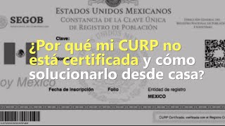 ¿Por qué mi CURP no está certificada y cómo solucionarlo desde casa [upl. by Eilyah]