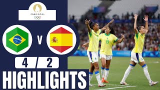 Brazil vs Spain  42  Womens Football  Paris 2024 Highlights  brazil vs spain womens football [upl. by Bartholemy348]