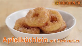 Gebackene Apfelküchlein selber machen  Rezept für Apfelringe Apfelküchle mit Zimt und Zucker [upl. by Okoy376]