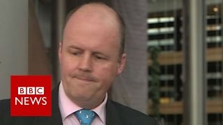 MEP Ashley Fox storms out of EU referendum interview  BBC News [upl. by Navillus]