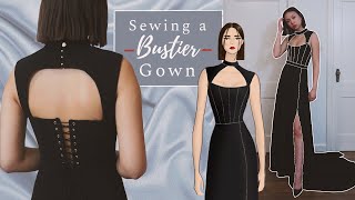 Sewing a Bustier Gown  DIY Evening Dress  Altering Corset Pattern Sewing Vlog [upl. by Noiemad]