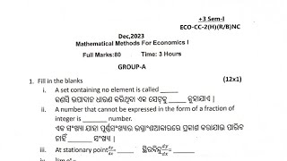 3 1st Semester Economics honours Question paper 2023Sambalpur Universitysambalpuruniversity [upl. by Trocki]