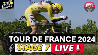 Tour de France 2024 Stage 7 LIVE COMMENTARY  Tadej Pogacar vs Remco Evenepoel vs Vinegaard [upl. by Hobey285]