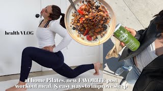 at home Pilates Workout FAVORITE post workout meal amp easy ways to improve sleep  health vlog [upl. by Cleon355]