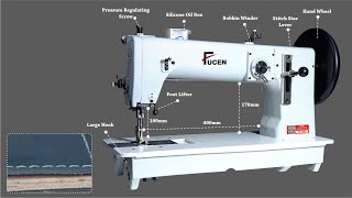 FC243 Semi long flat bed unison feed lockstitch machine with large hook for extra heavy material [upl. by Acnaib]