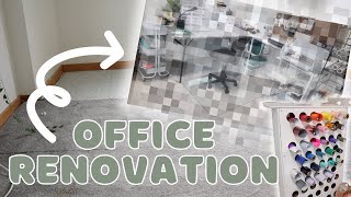 DIY Home Office Renovation  New Floors Painting Furniture Etc  25 Year Old Budgets [upl. by Ninnetta]