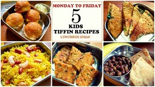 5 Tiffin Recipes for kids  Lunch Box Ideas  Poha cutlets  Mini burgers Moong dal  Lemon Ricece [upl. by Etsirhc]