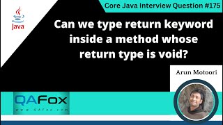 return keyword inside a method whose return type is void Core Java Interview Question 175 [upl. by Prevot]