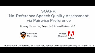 ICASSP 2022 SQAPP Noreference Speech Quality Assessment via Pairwise Preference [upl. by Safoelc]