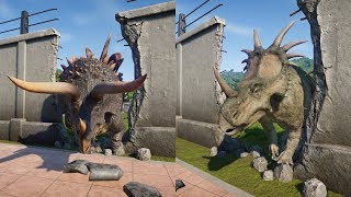 STEGOCERATOPSSTYRACOSAURUS BREAKOUT VS SPINOSAURUSTREX amp IREX JURASSIC WORLD EVOLUTION [upl. by Elazaro]