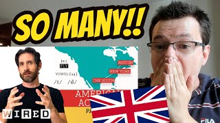 British Guy Reacts to A TOUR OF US ACCENTS  Way More than I Thought [upl. by Hteb]