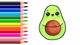 Como desenhar um abacate fofo kawaii fácil 🥑 [upl. by Eednak]